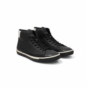 ZARA Men’s Black High-Top Lace Up Sneakers Size 41 (US 8) faux leather hitops